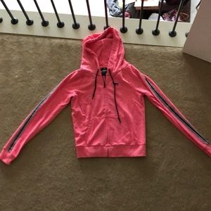 Bright pink zip up hoodie fro pink